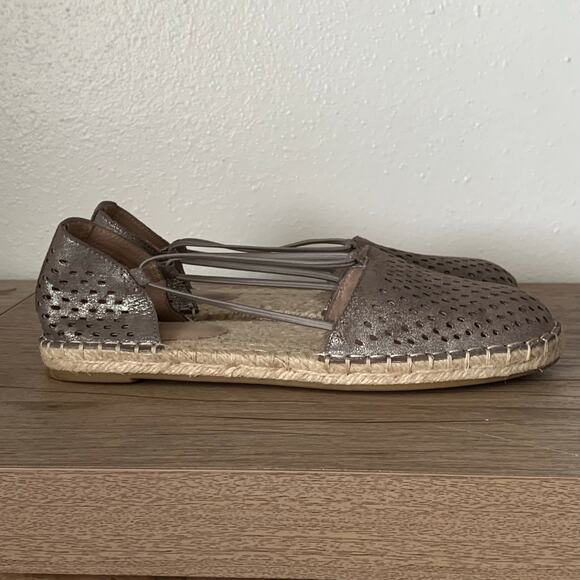 Eileen Fisher Lee 2 Espadrille Sandals Closed Toe 6 US Leather Flats Mica Jute - Picture 6 of 12